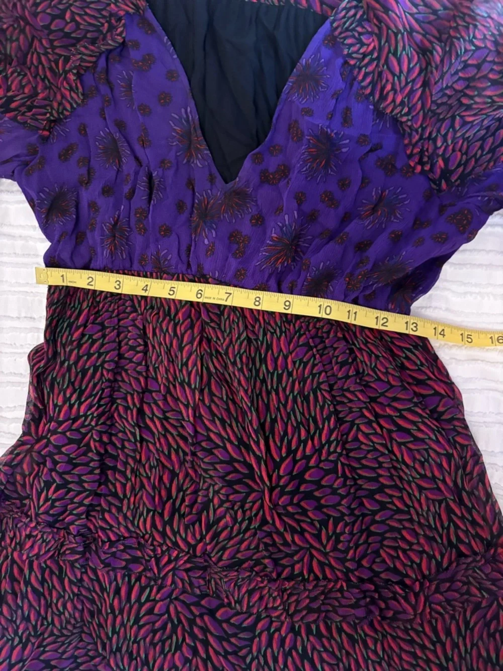 Purple Printed V-Neck Tiered Midi Dress - Picture 8 of 10